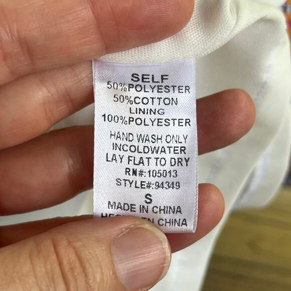 Savanna Jane Women's Blue Striped Embroidered Trim Mini Dress Size S - Picture 7 of 7